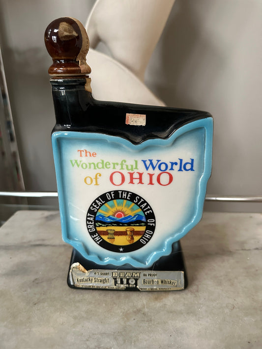 Vintage Jim Beam " The Wonderful World Of Ohio" Handcrafted Regal China Decanter