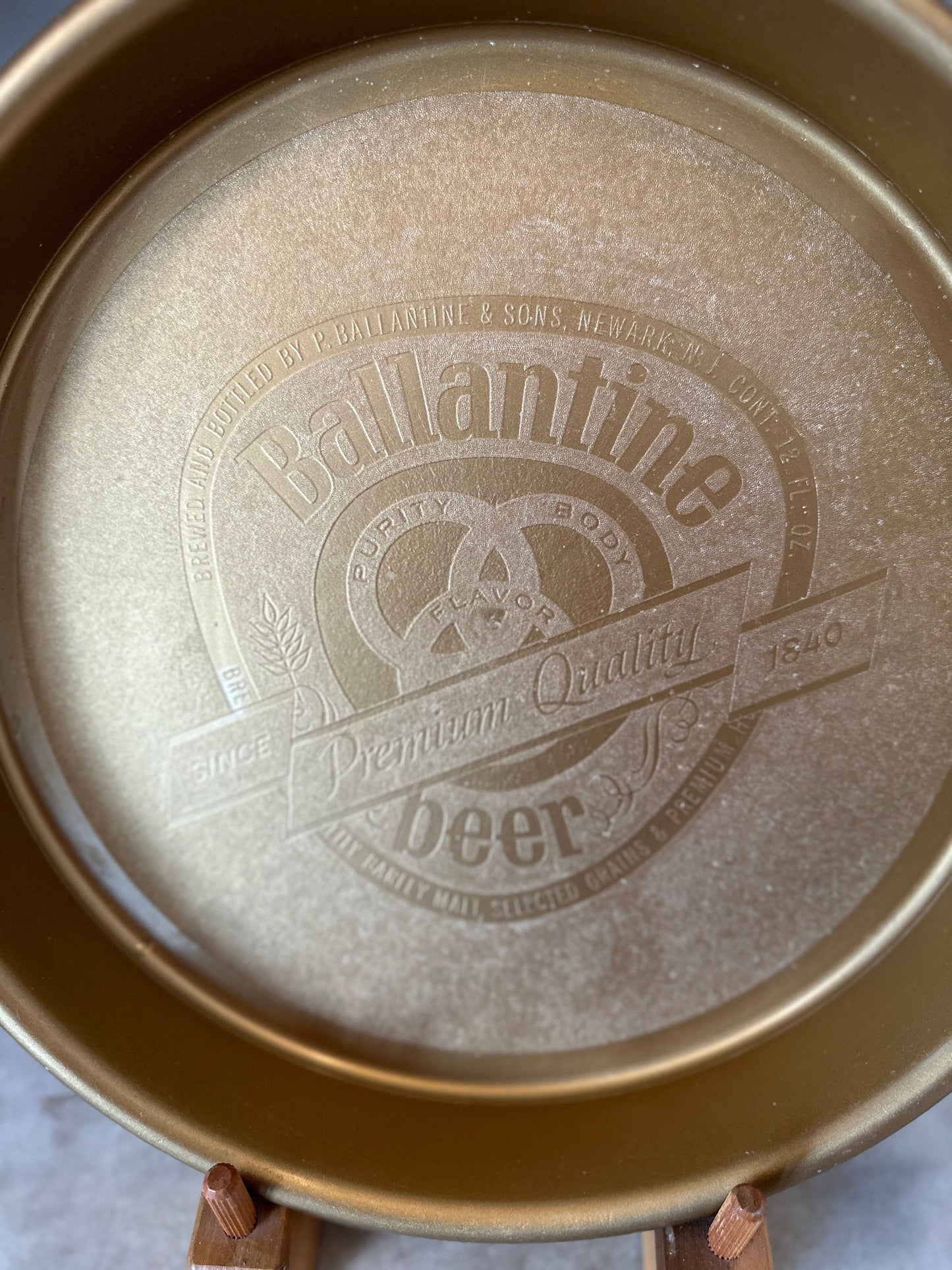 Vintage Ballantine Beer 13" Plastic Beer Tray | 19)0s Ballantine gold Beer Tray